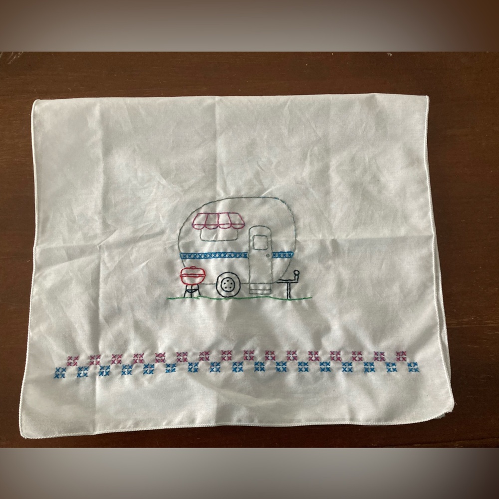 Embroidered camper hand towel